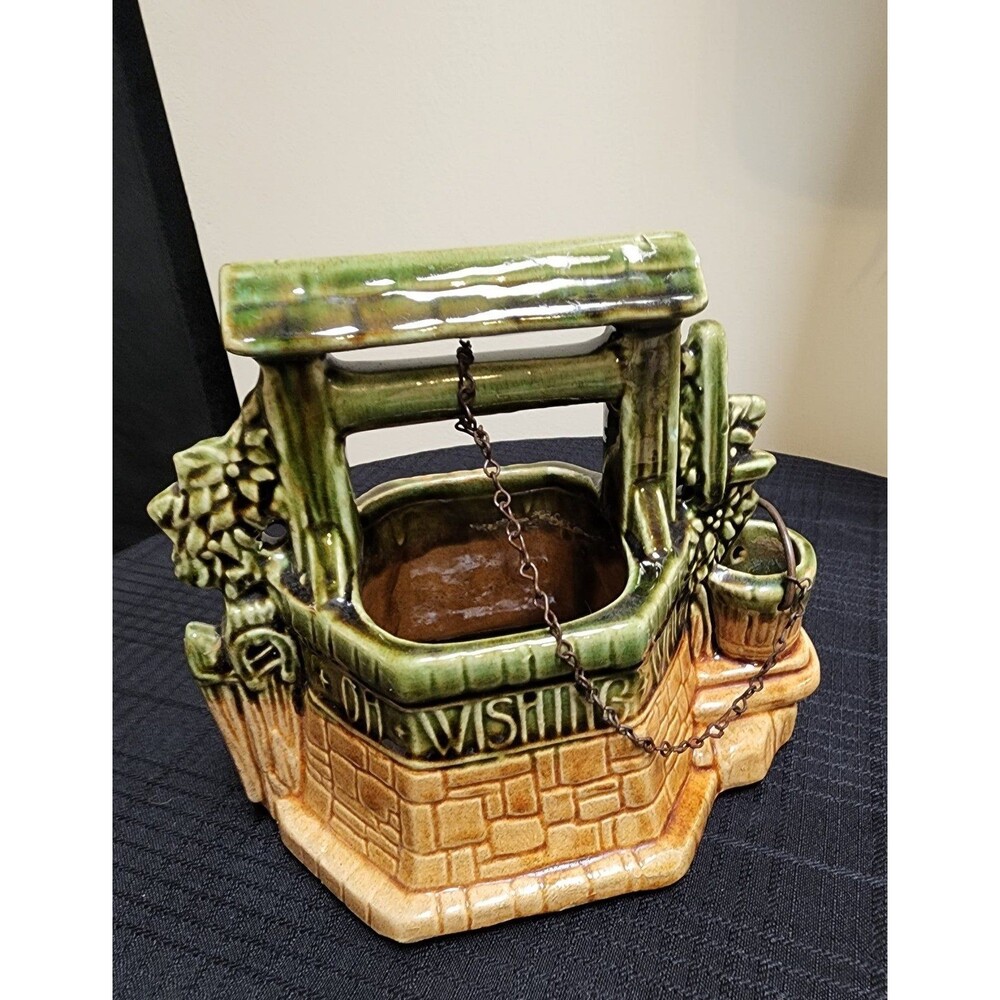Vintage McCoy USA Wishing Well Planter Ceramic